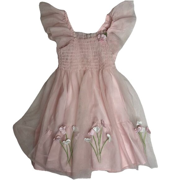 Unbranded Girls Toddler Pink Fairy Dress 4T Flowers Pretty Cute - Picture 1 of 3